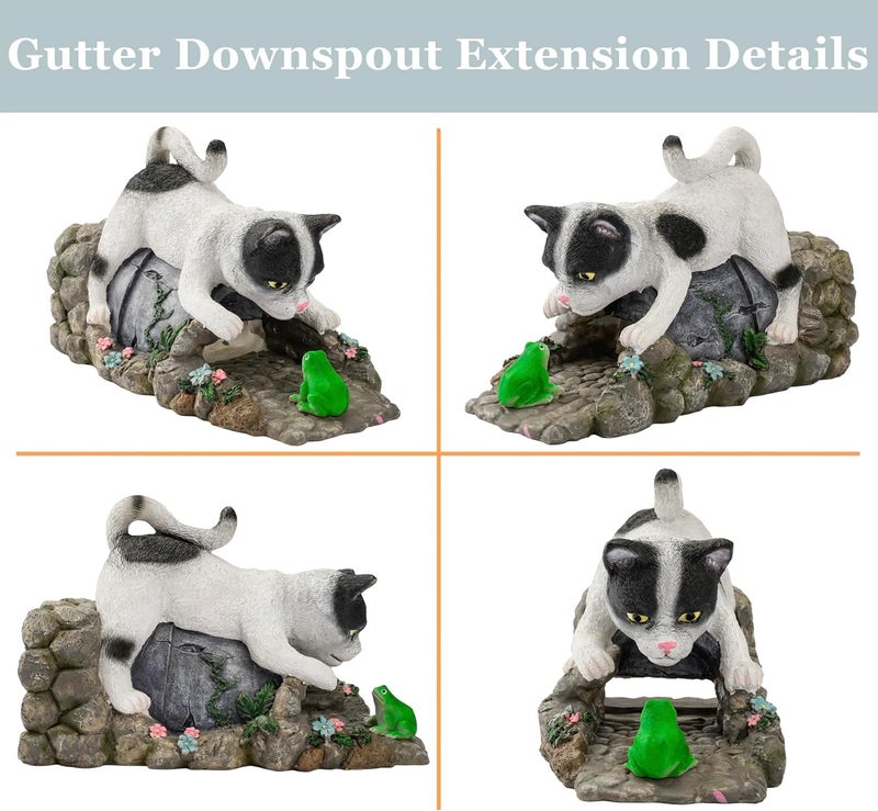Euiroet Cat Gutter Downspout Extender Statue, Outdoor Decor Sculpture Ornament, Decorative Gutter Extension, Splash Block, Downspout Diverter, Eco-Friendly Resin, Perfect for 3"x4" Downspouts - Image 3